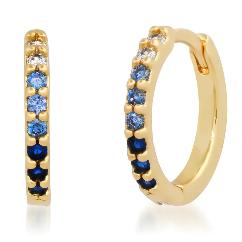 Ombre Pave CZ Huggie Earrings
