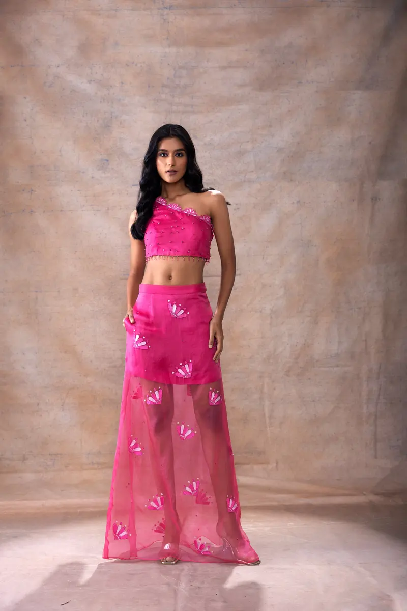 One Shoulder Top and Skirt Set