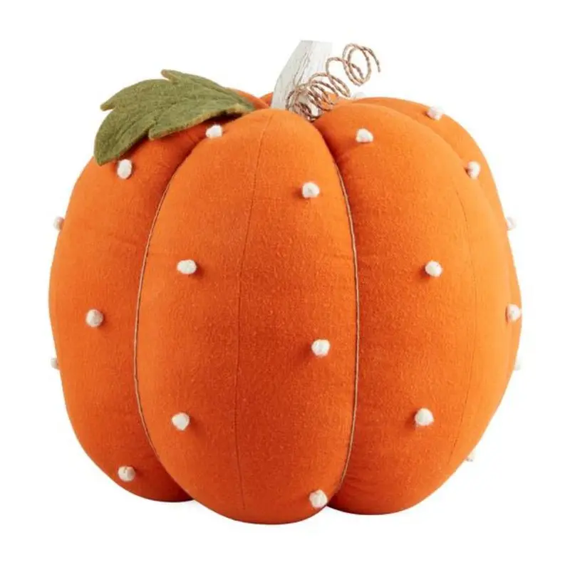 Orange Dotted Stuffed Pumpkin Pillow