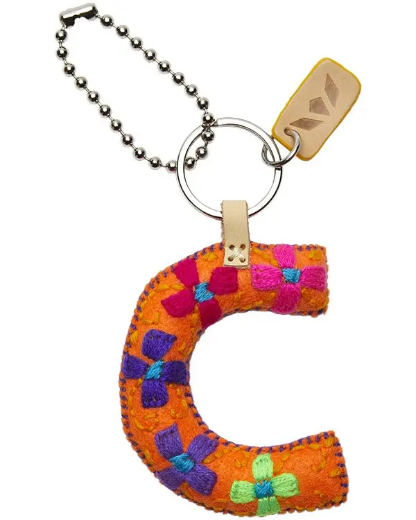 ORANGE FELT ALPHABET CHARM "C"