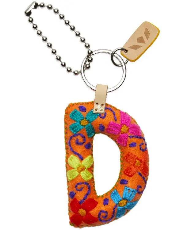 ORANGE FELT ALPHABET CHARM "D"