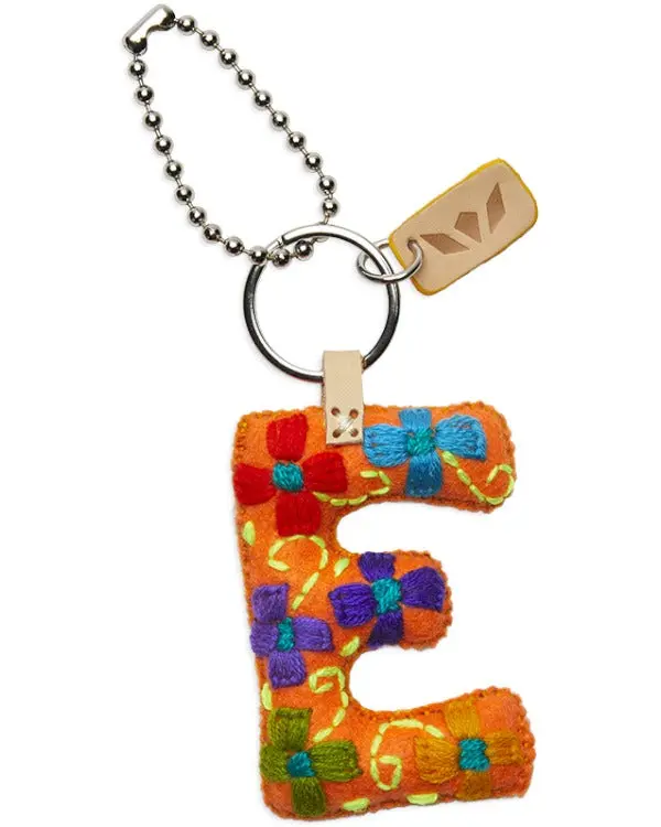 ORANGE FELT ALPHABET CHARM "E"