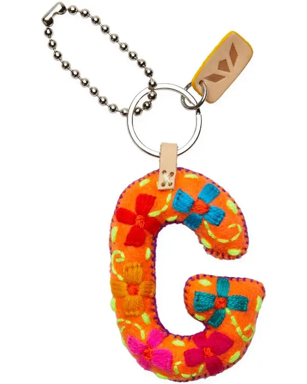 ORANGE FELT ALPHABET CHARM "G"
