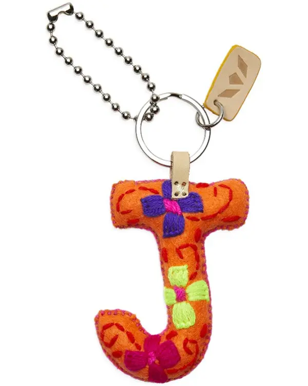 ORANGE FELT ALPHABET CHARM "J"