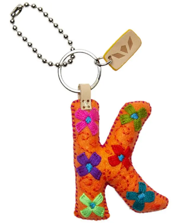 ORANGE FELT ALPHABET CHARM "K"
