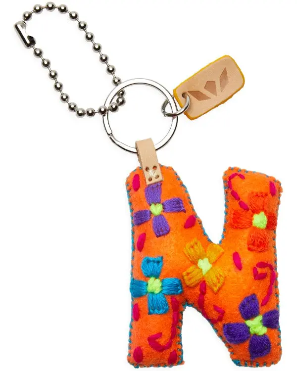ORANGE FELT ALPHABET CHARM "N"