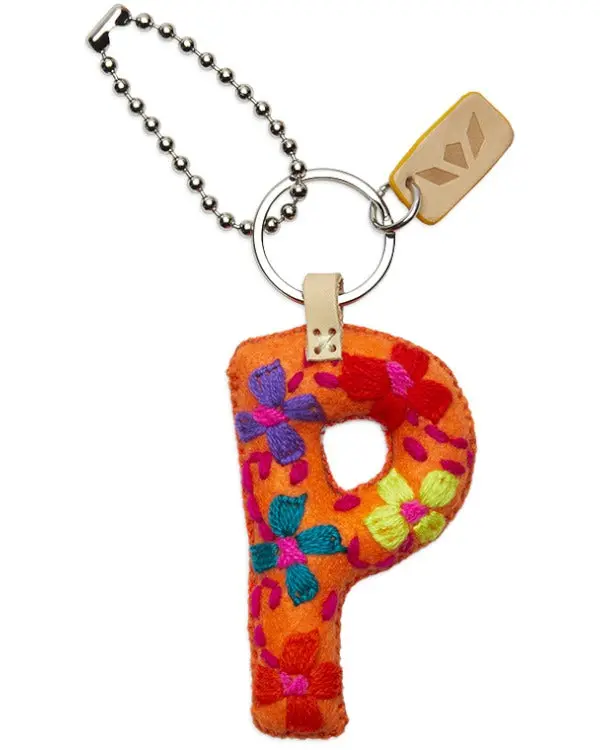 ORANGE FELT ALPHABET CHARM "P"