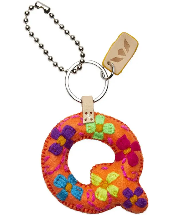 ORANGE FELT ALPHABET CHARM "Q"