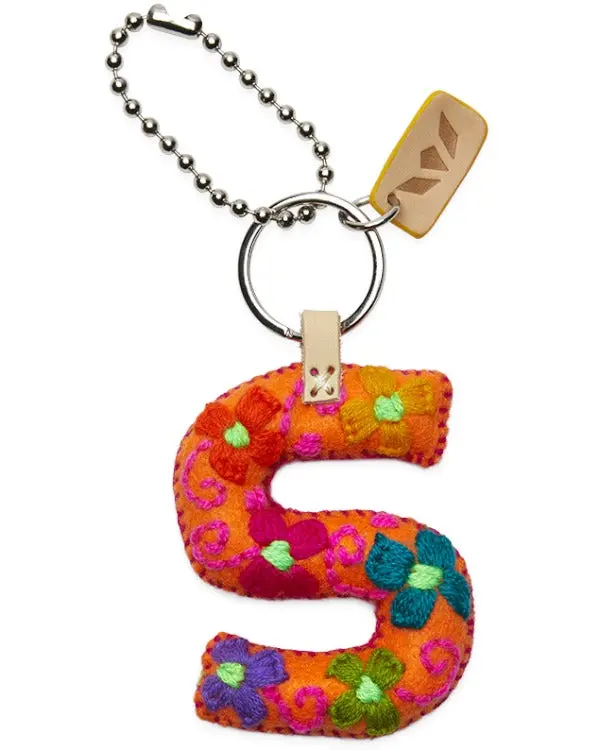 ORANGE FELT ALPHABET CHARM "S"