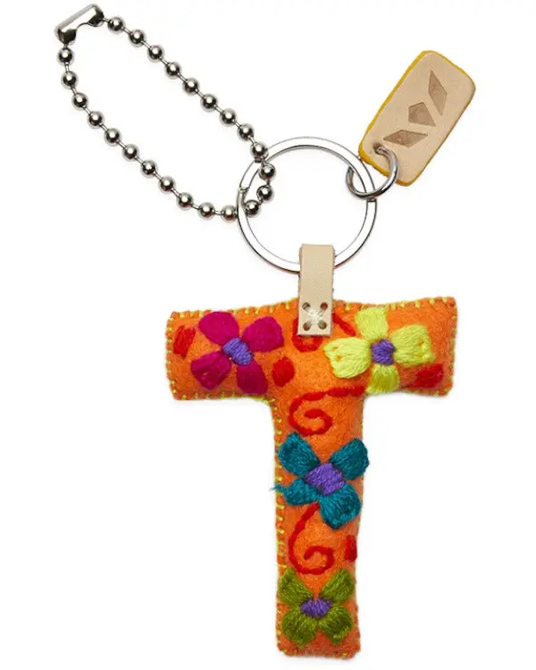 ORANGE FELT ALPHABET CHARM "T"