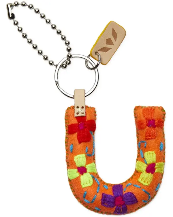 ORANGE FELT ALPHABET CHARM "U"