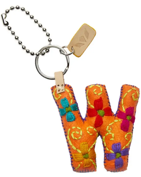 ORANGE FELT ALPHABET CHARM "W"