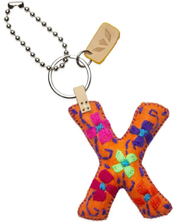 ORANGE FELT ALPHABET CHARM "X"