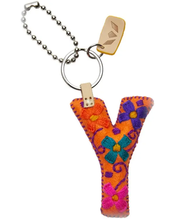 ORANGE FELT ALPHABET CHARM "Y"