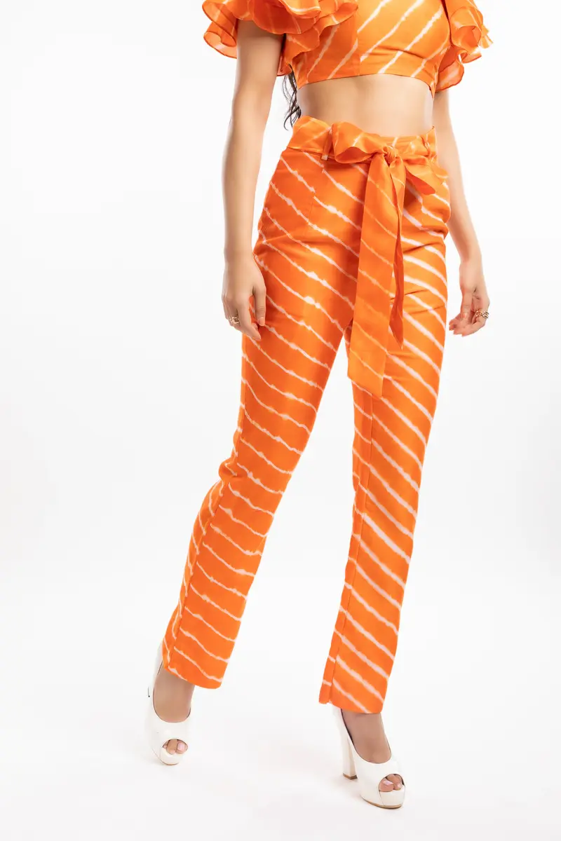 Orange High-Rise Straight Trousers