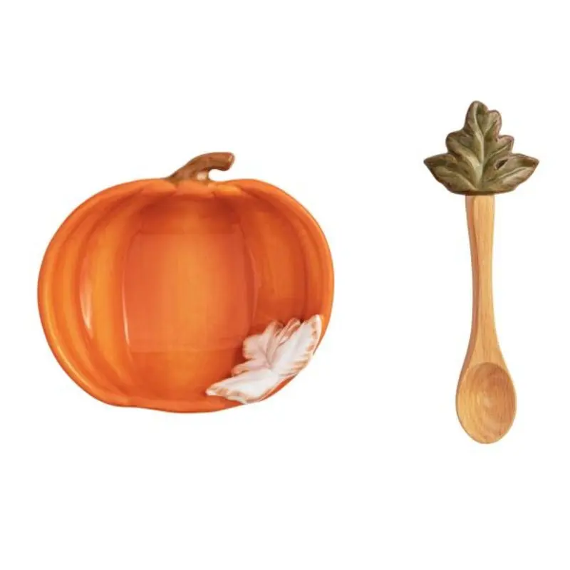 Orange Pumpkin Dip Bowl Set by Mud Pie