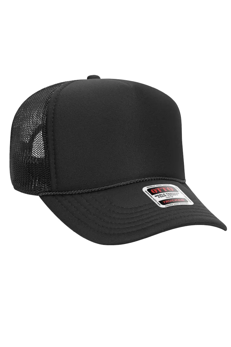 OTTO Black Foam Front Mid Profile Trucker Hat