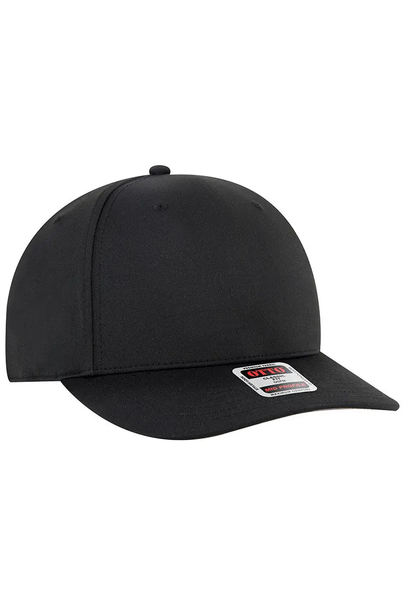 OTTO Black Seamless 6 Panel Mid Profile Baseball Cap