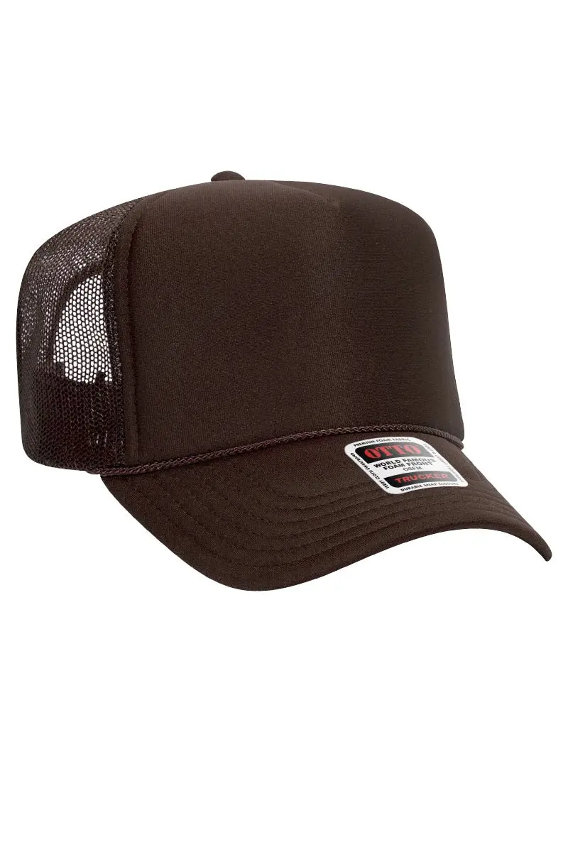 OTTO Brown Foam Front High Crown Trucker Hat
