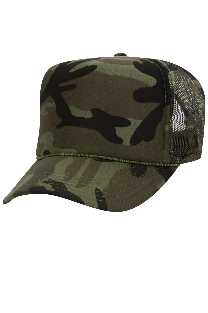 OTTO Camo Foam Front High Crown Trucker Hat