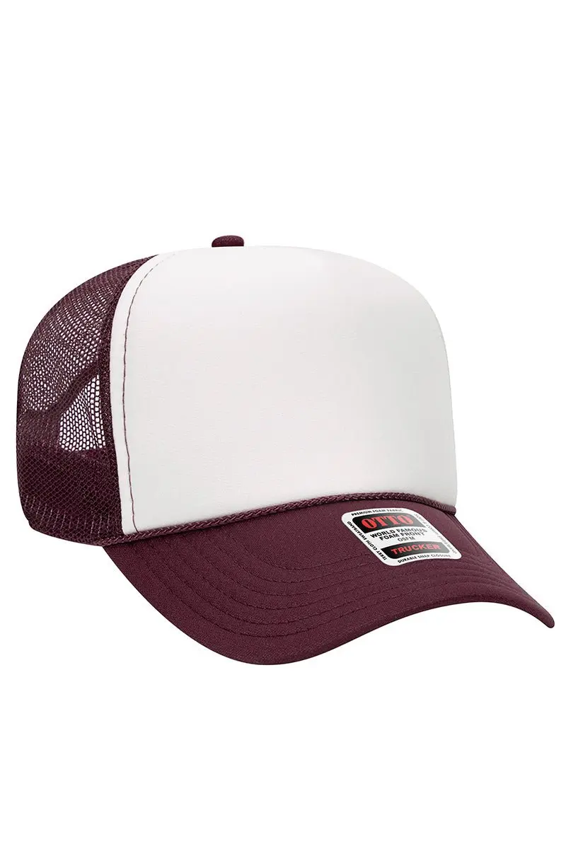 OTTO Maroon with White Foam Front Mid Profile Trucker Hat