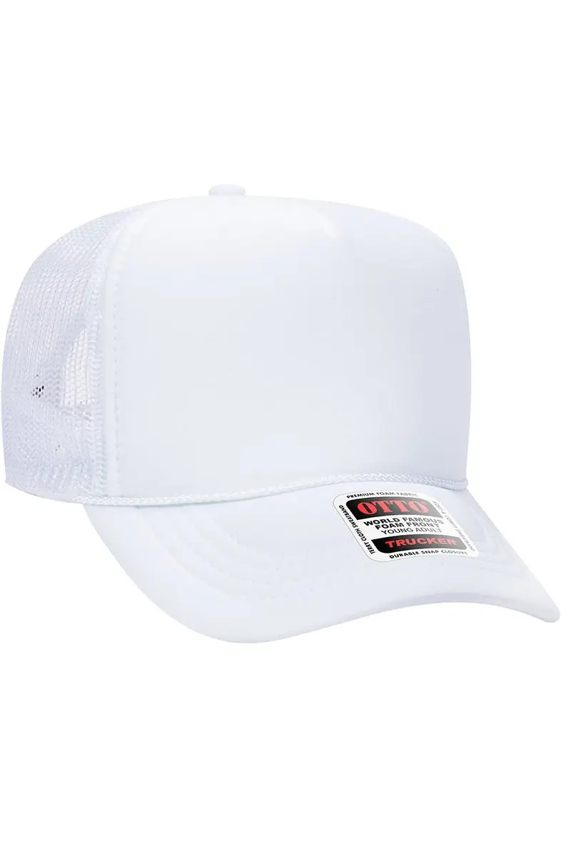 OTTO White Foam Front High Crown Trucker Hat