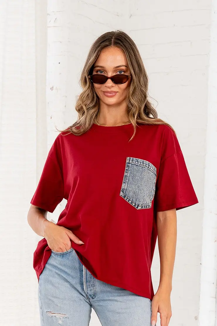 Oversized Front Pocket 1/2 Sleeve Top - PREORDER