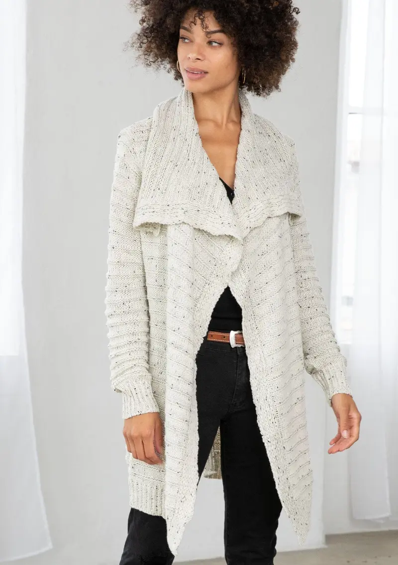 Oversized Lapel Knit Cardigan
