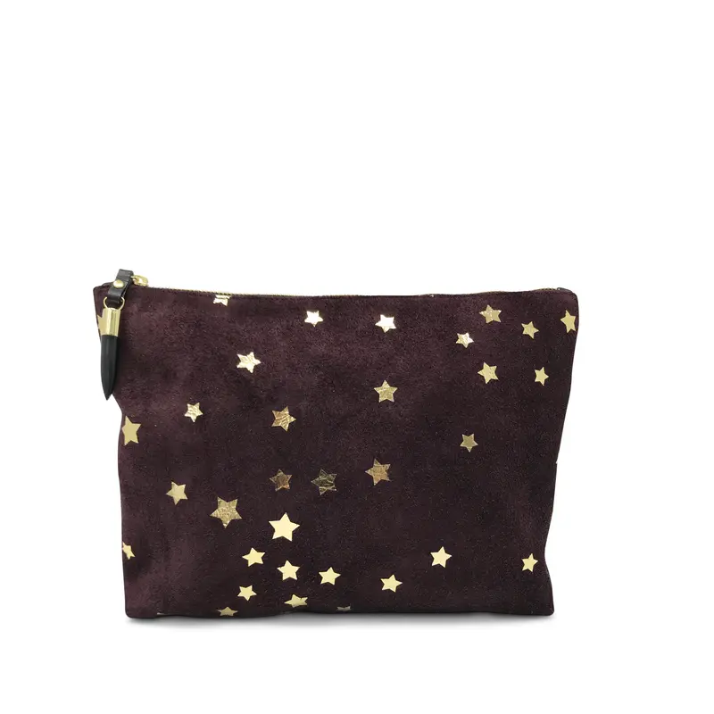 Oxblood Suede Star Medium Pouch