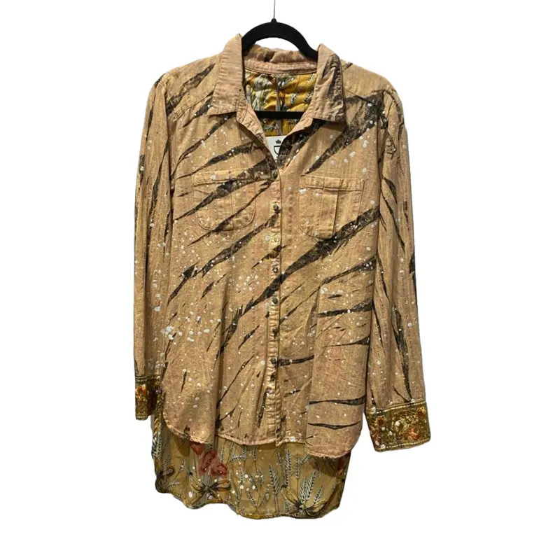 Painted Splashed Embroidered Shirt