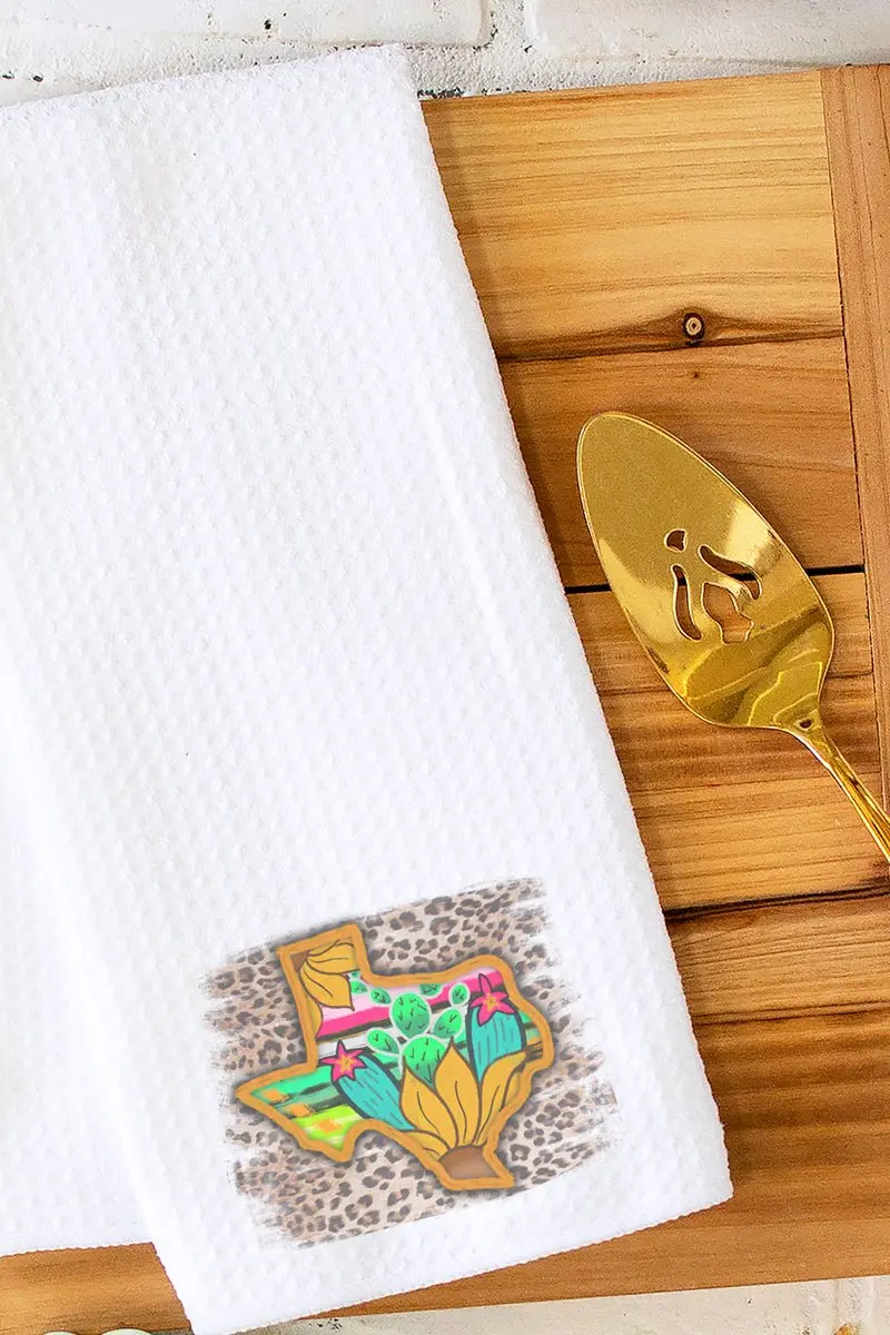 Painted Texas Leopard Waffle Kitchen Towel