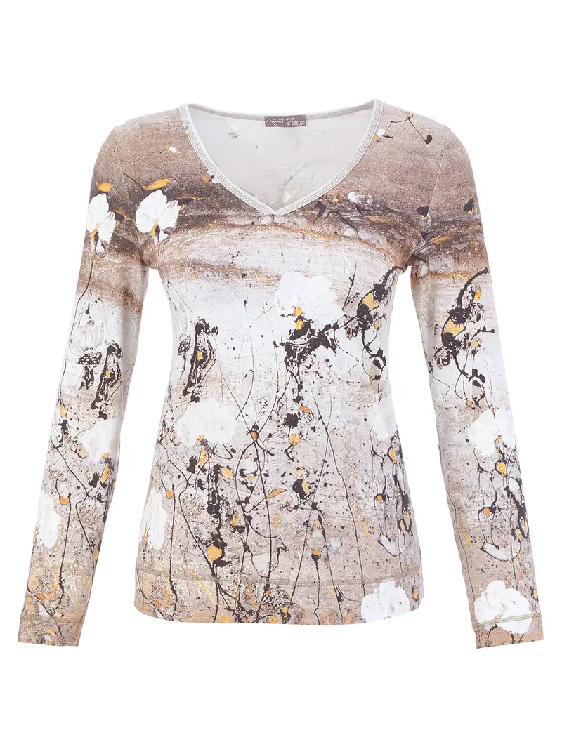 Painterly Floral V-Neck Top