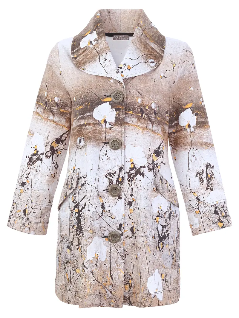 Painterly Statement Button Jacket