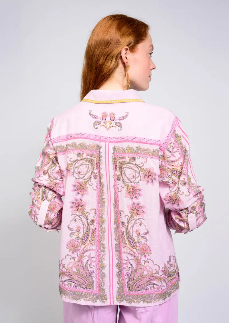 Paisley Border Shirt in Pink