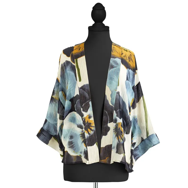 Pansy Flower Short Kimono
