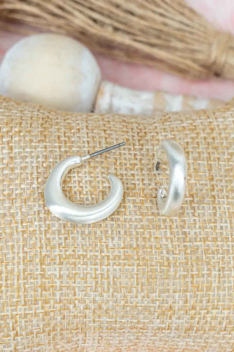 Parisian Pause Satin Silvertone Hoop Earrings