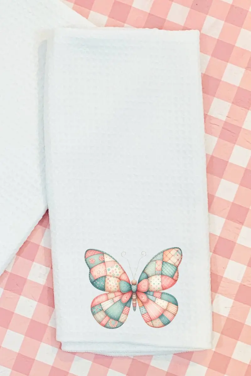 Patchwork Butterfly Waffle Kitchen Towel