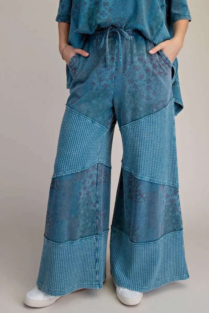 Patchwork Print Washed Terry Pant PREORDER