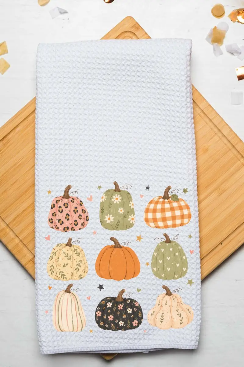 Patchwork Pumpkin Parade Waffle Kitchen Towel