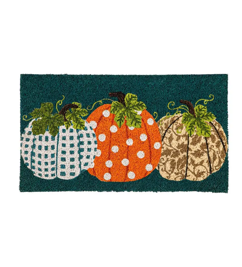 Patterned Pumpkins Coir Mat by Evergreen