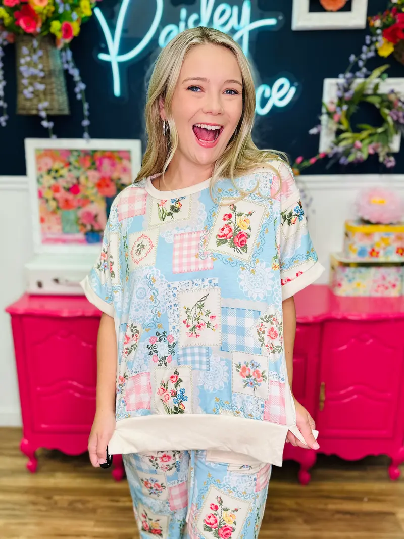 Patterns, Petals & Patches Top