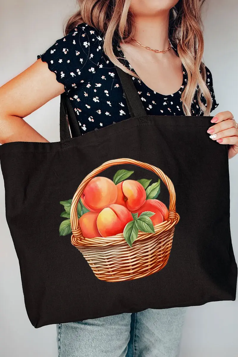 Peach Pickin' Canvas Jumbo Tote