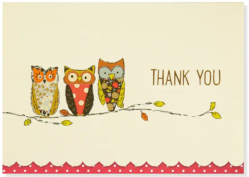 Perching Owls Thank You Notes