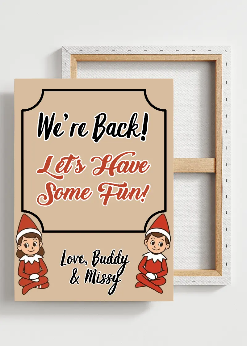 Personalized Elf Mischief Memo Stretched Canvas Print *Customize with Elf Names