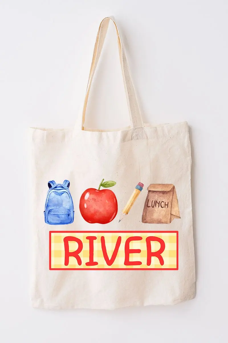 Personalized School Time Small Canvas Tote *Personalize Your Name