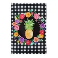 Pineapple Plaid Burlap Garden Flag By Evergreen