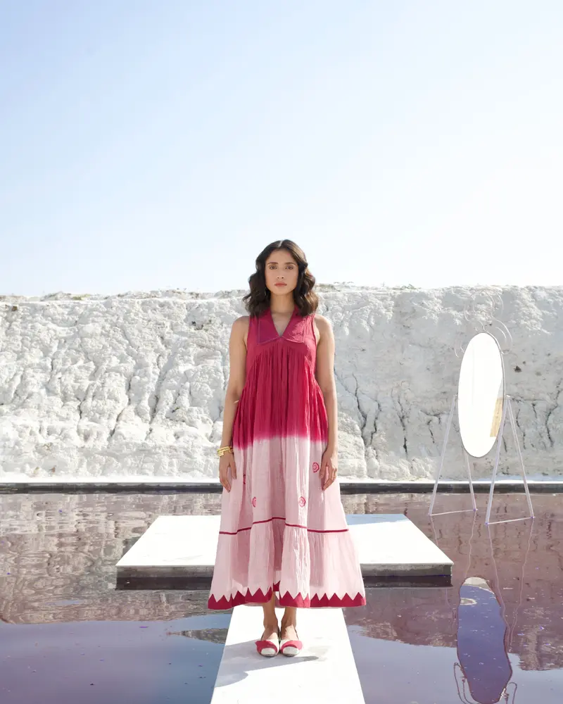 Pink Casual Midi Dress