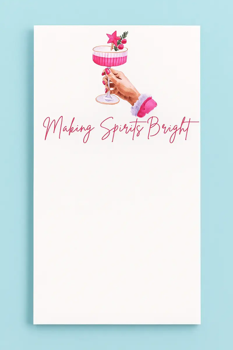 Pink Christmas Cocktail Lists Pad