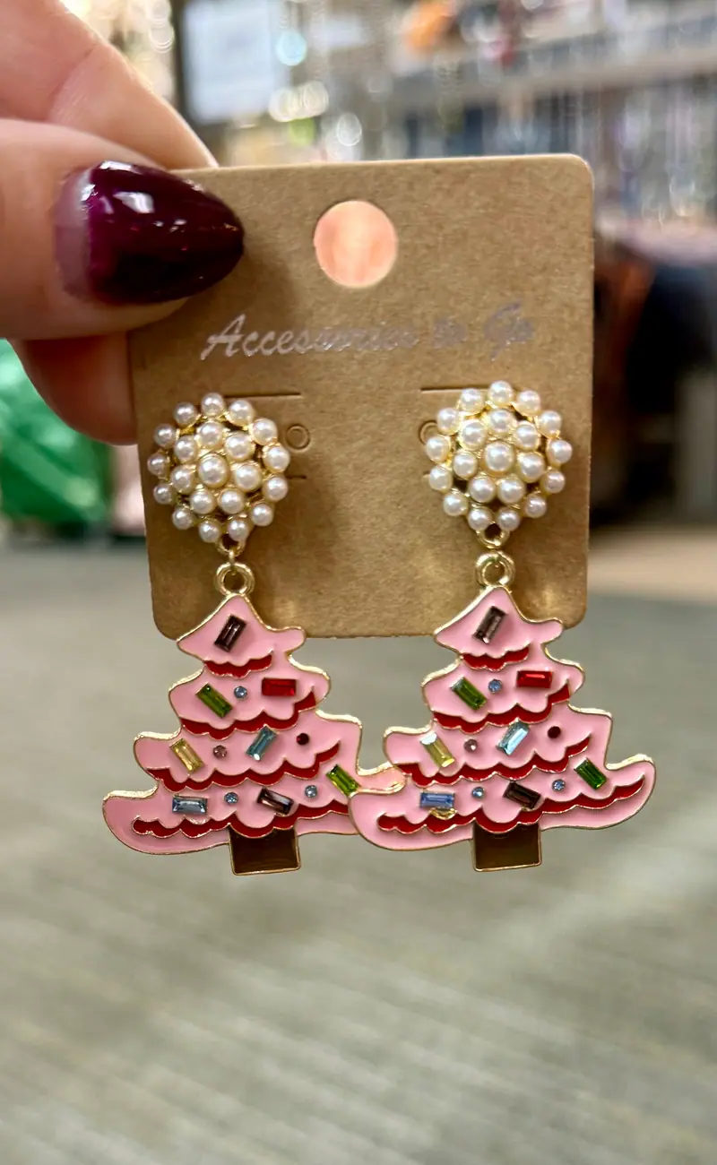 Pink Confetti Tree Earrings - PREORDER