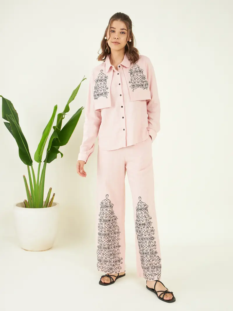 Pink Cotton Linen Co-ord Set